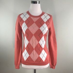 Izod crew neck peach argyle sweater top
